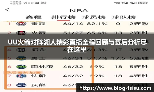 UU火箭对阵湖人精彩直播全程回顾与赛后分析尽在这里